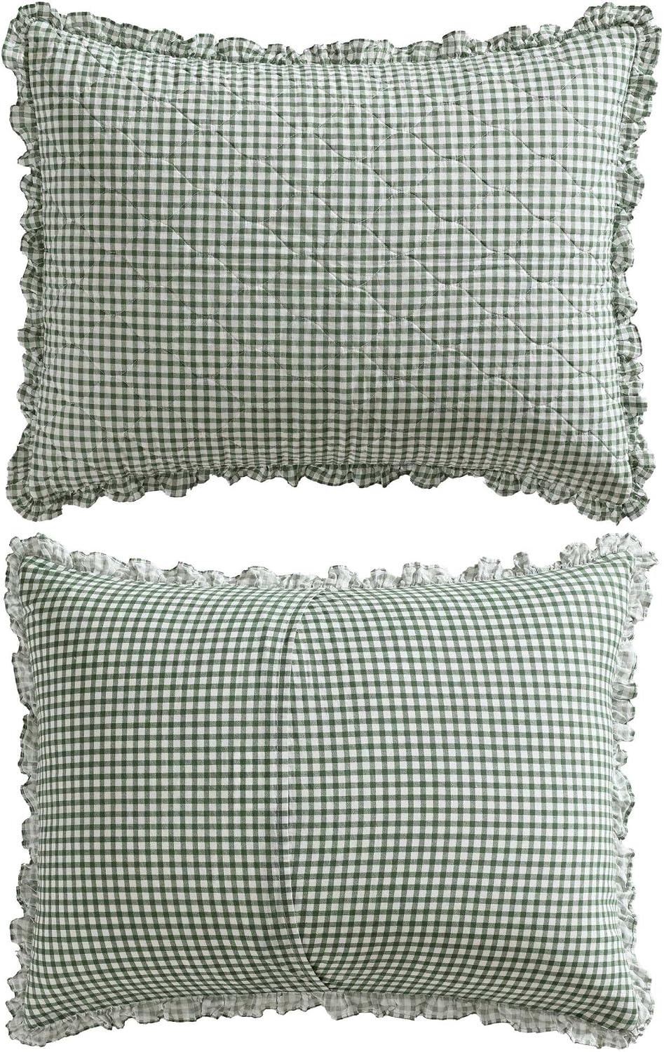 Laura Ashley - Full/Queen Quilt Set, Pre-Washed Cotton Bedding with Matching Sham, Lightweight for Year Round Use, Oeko-Tex Certified (Gracies Gingham Green)