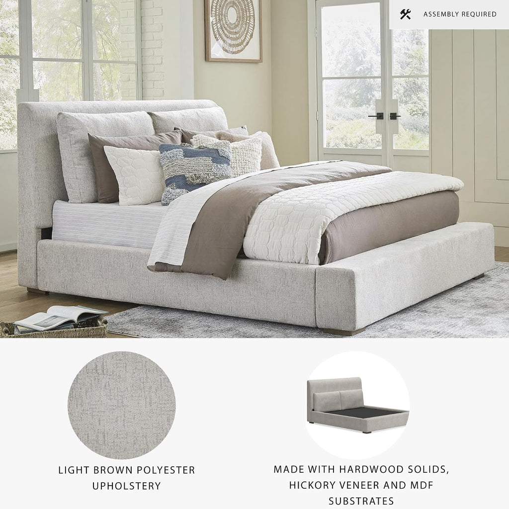 Signature Design by Ashley Cabalynn Casual California King Upholstered Bed, Foundation or Box Spring Needed, Light Brown