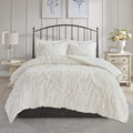 Madison Park Tufted Chenille Cotton Comforter, All Season Bedding Set, Matching Shams, Viola, Damask Off White Full/Queen(90'x90') 3 Piece
