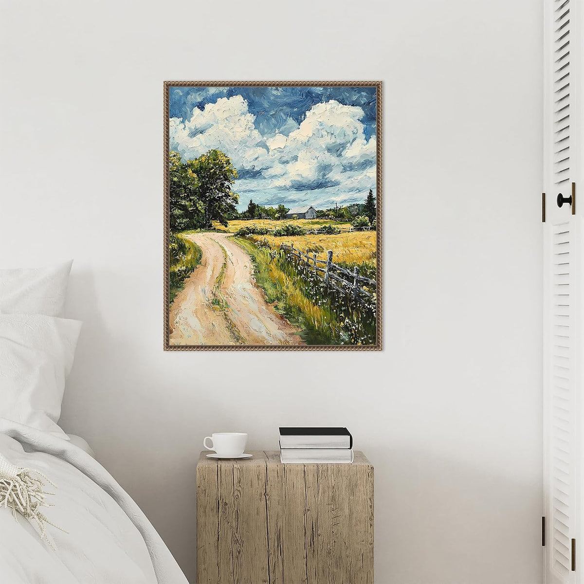 Amanti Art Framed Canvas Wall Art 28x23 Impasto Rural Path by Walker Noble, Framed Wall Art Canvas, Landscapes Artwork, Traditional Decor, Medium Poster Painting for Living Room, Bedroom, Bathroom,