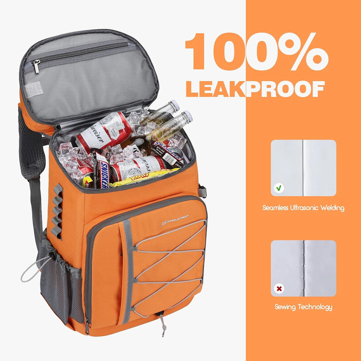 Maelstrom Cooler Backpack - 35/50 Can Insulated Soft Cooler Lunch Bag for Camping, Beach, Hiking & Shopping