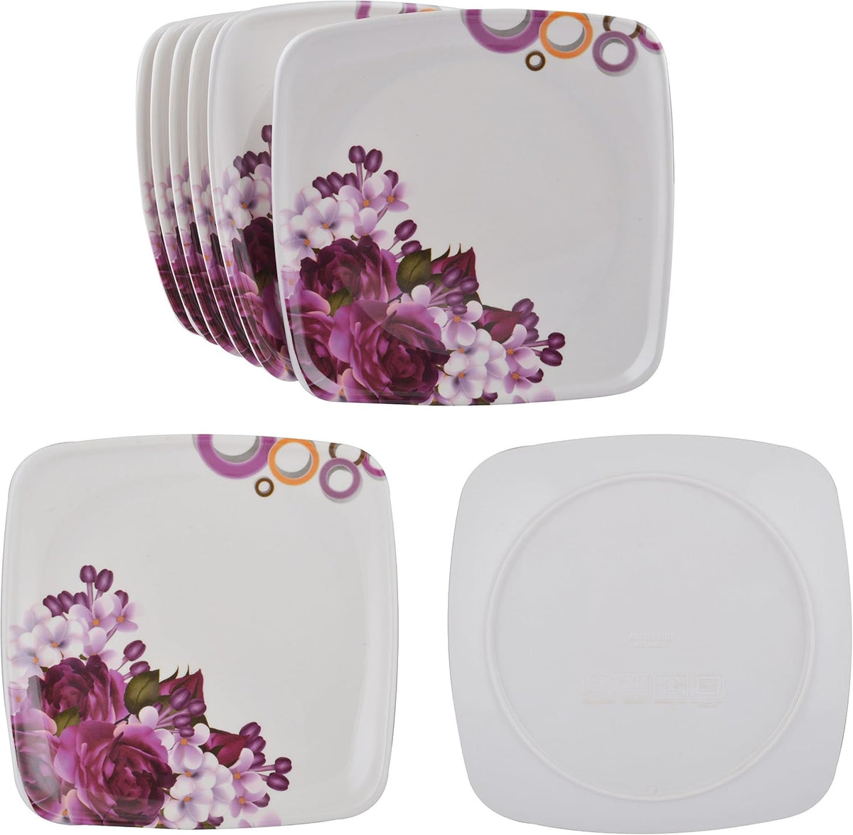 Maharaja Royal Melamine Unbreakable, Microwave Safe Dinner Set (White and Purple) -40 Pieces, Service for 6