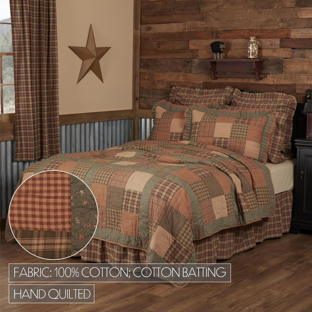 VHC Brands Crosswoods 3 Piece Quilt Set (1 Twin Quilt, 2 Standard Shams)