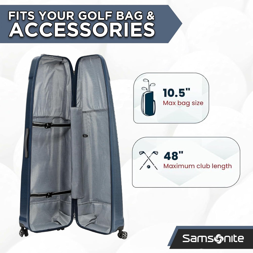 Samsonite Tour Pro Golf Travel Bags for Airlines, Hard Shell Golf Travel Case with Durable ABS, 360° Multi-Directional Shark Wheels, Lightweight Golf Club Travel Bag