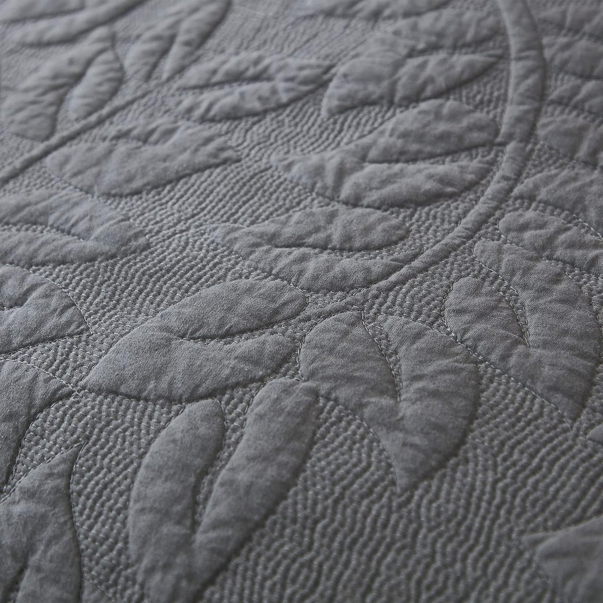 MarCielo 3-Piece 100% Cotton Oversized Bedspread Lightweight Quilt Coverlet Embroidery Farmhouse Bedding Set T0 (Dark Grey, Oversized King (118'x106'))