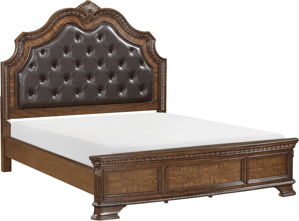 New Traditional 3pc Bedroom Set King Size Bed and Two Nightstands Dark Brown Finish Formal Design Wooden Furniture