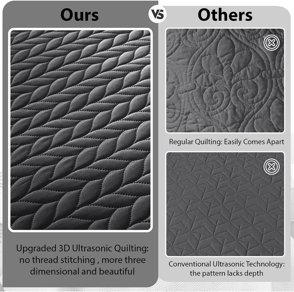 IR Imperial Rooms 8 Pack Quilt King Size Bedding (106' x 96') - Bulk Wholesale for Hotels, Guest Bedroom & Airbnbs - Lightweight Microfiber Reversible Embossed Quilts Bedspread (Charcoal)