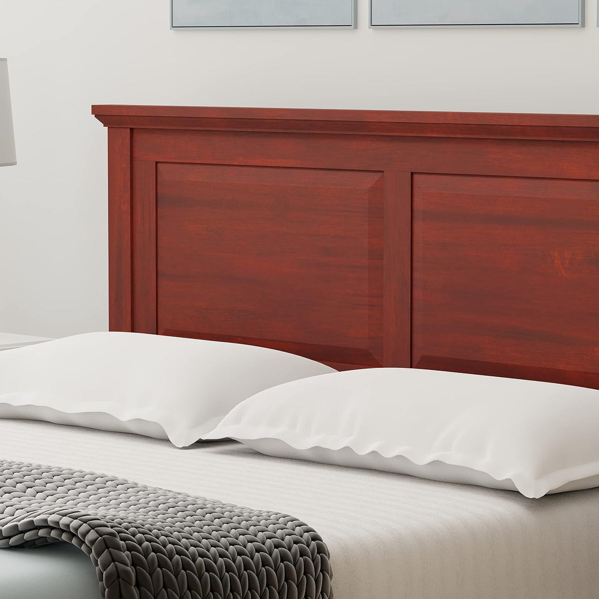 Glenwillow Home Cottage Style Solid Wood Platform Bed in King - Classic Cherry