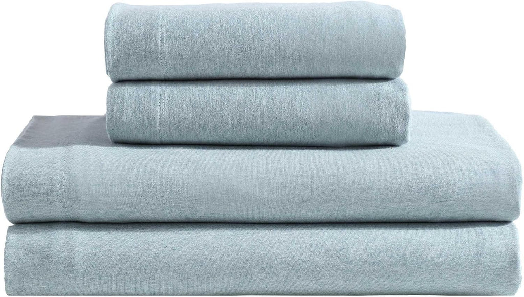 Calvin Klein - Queen Size Sheets Set, Naturally Soft Cotton-Blend Melange Jersey Bedding - Bed Sheets with Matching Pillowcases & Fitted Sheet (Modern Cotton Aqua)