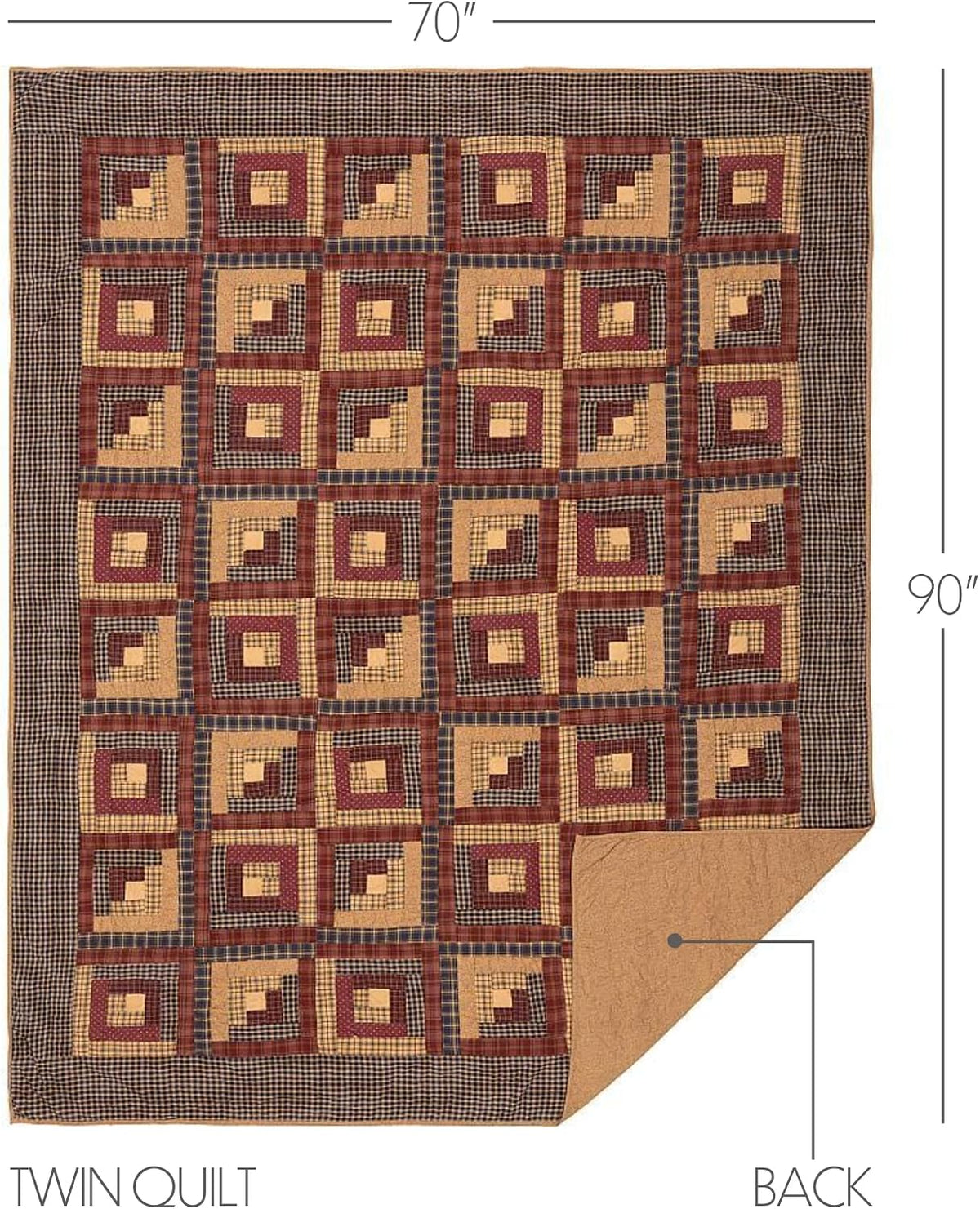 VHC Brands Millsboro 3 Piece Quilt Set (1 Twin Quilt, 2 Standard Shams)