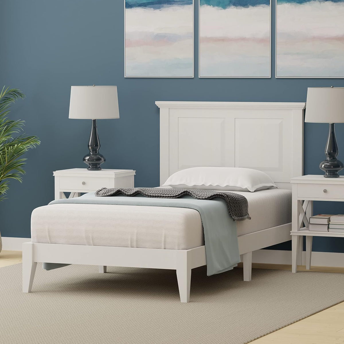 Glenwillow Home Cottage Style Solid Wood Platform Bed in Twin - Gloss White