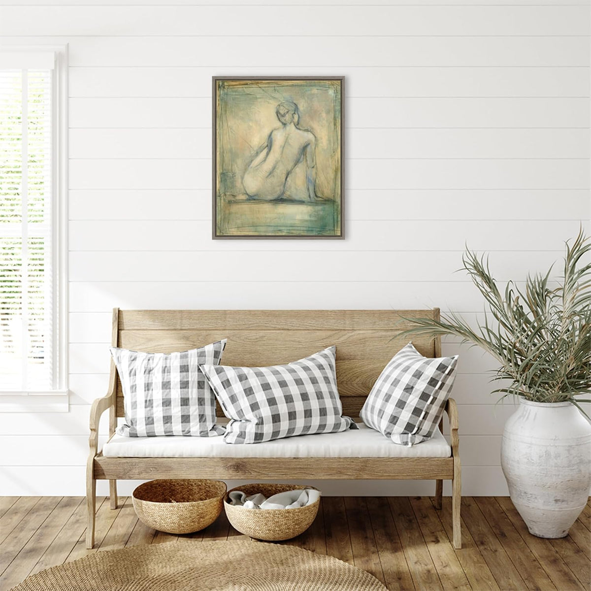 Amanti Art Framed Canvas Wall Art 28x23 Contemporary Figure Study I by Ethan Harper, Framed Wall Art Canvas, Abstract Artwork, Country Rustic Decor, Medium Poster Painting for Living Room, Bedroom,