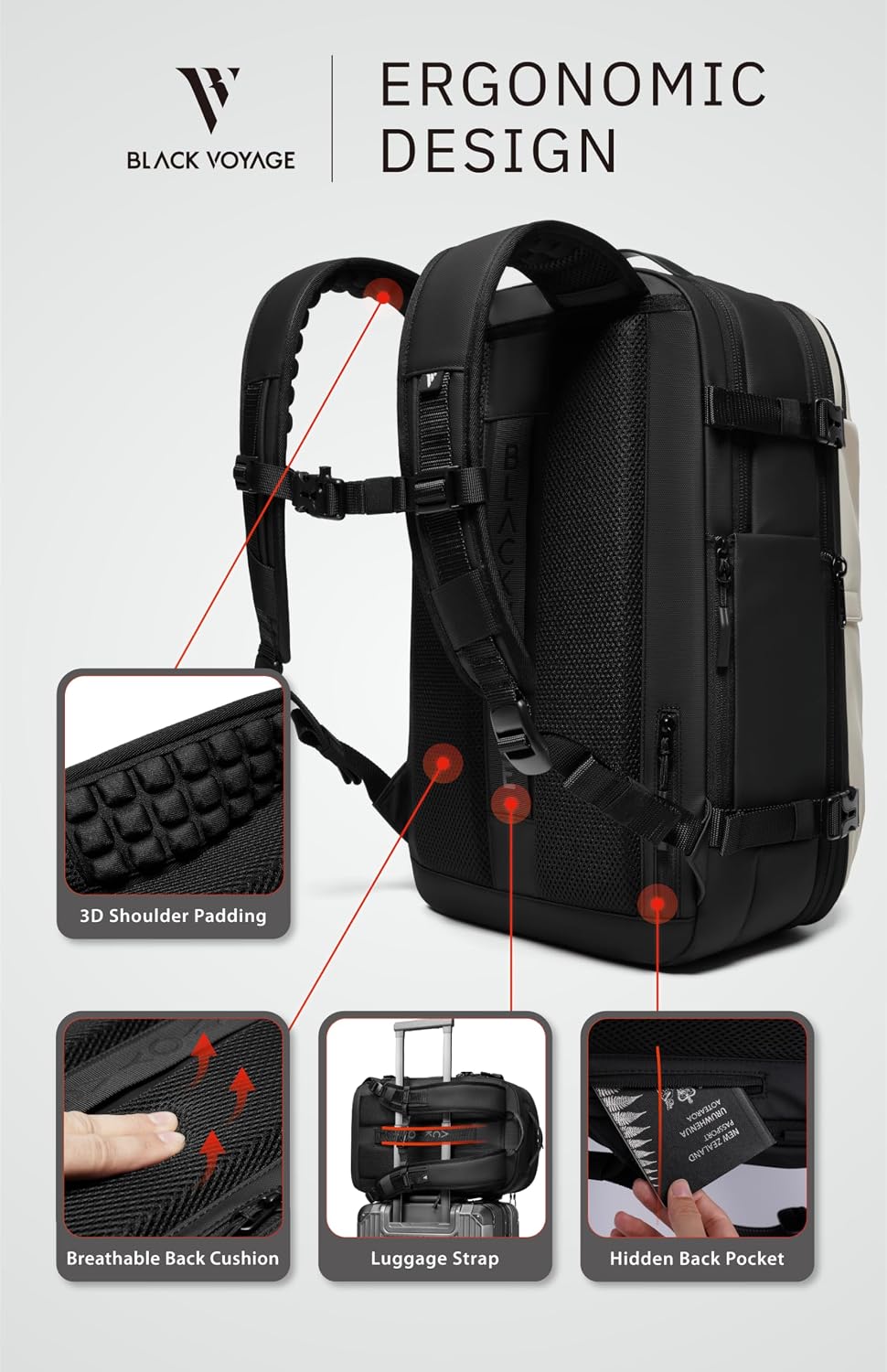 BlackVoyage Vortex Vacuum Seal Travel Backpack 60L Expandable Air Compression System Water Resistant TSA Lock Carry-On