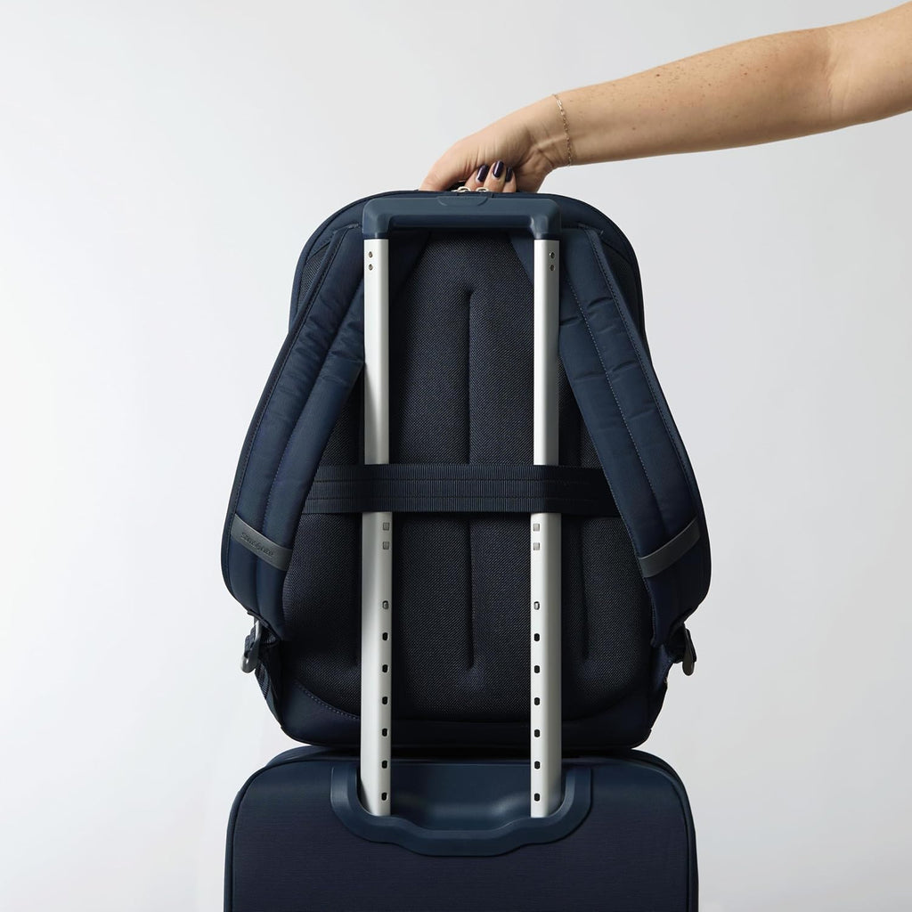 Samsonite Elevation Plus Backpack - Recyclex® RPET Body Fabric With Quick-Access Stash Pocket - Expands 1.5inches - AirTag™ Holder - Laptop Pouch - Midnight Blue