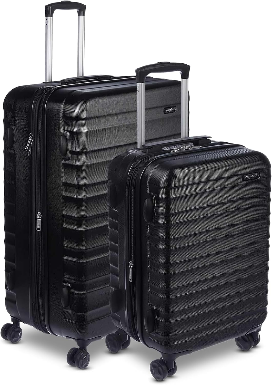 Amazon Basics 2-Piece Hardside Luggage Set (21' Carry-on, 30'), Expandable Suitcases with Spinner Wheels, Scratch-Resistant Surface, Black
