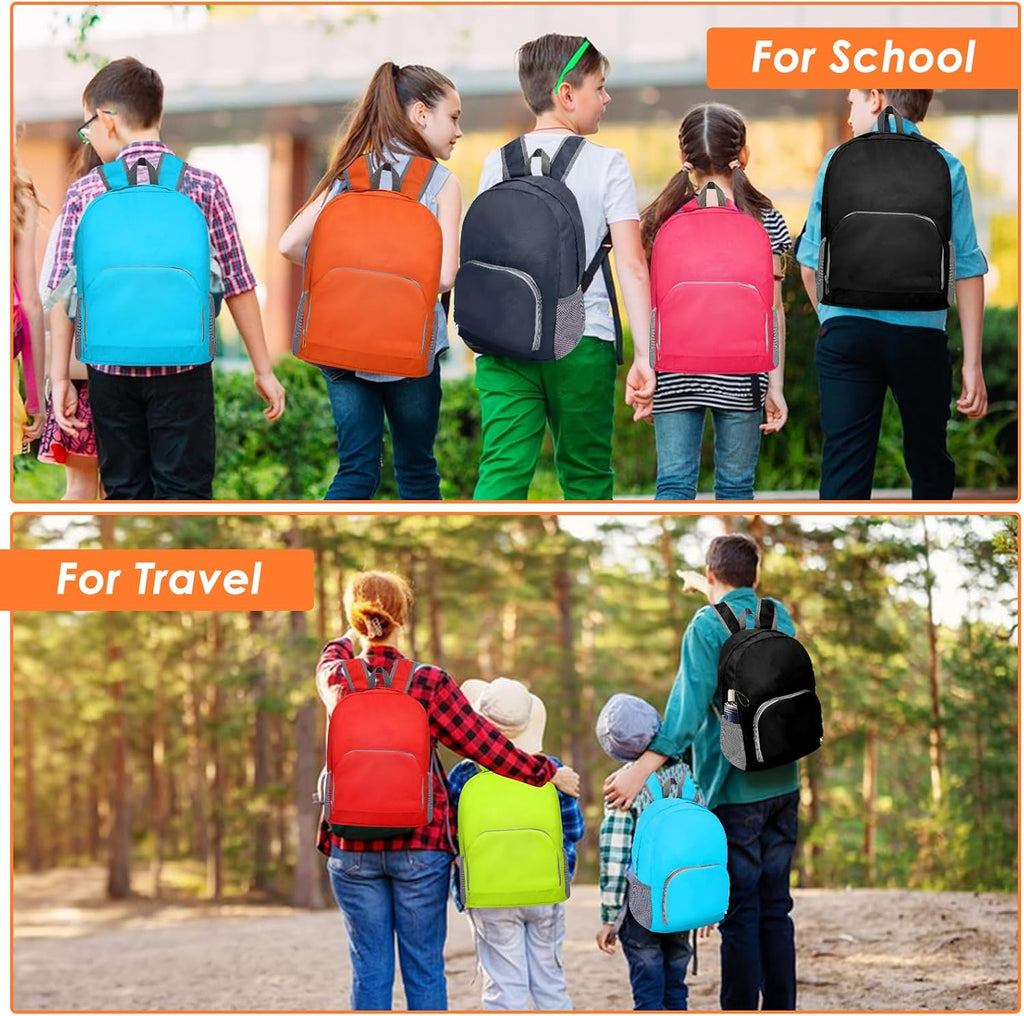 48 Pcs 17 Inch Backpack in Bulk Foldable Classic Back Packs Colorful Book Bags Assorted Colors Lightweight Bookbags for Outdoor Travel Student School Supply 8 Colors