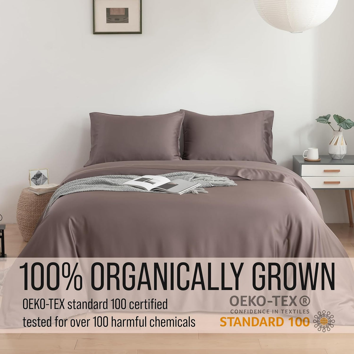 Bella Coterie Luxury Bamboo Viscose King Size Sheet Set | 100% Organically Grown | Ultra Soft | Cooling for Hot Sleepers | 18' Deep Pocket [Mocha]