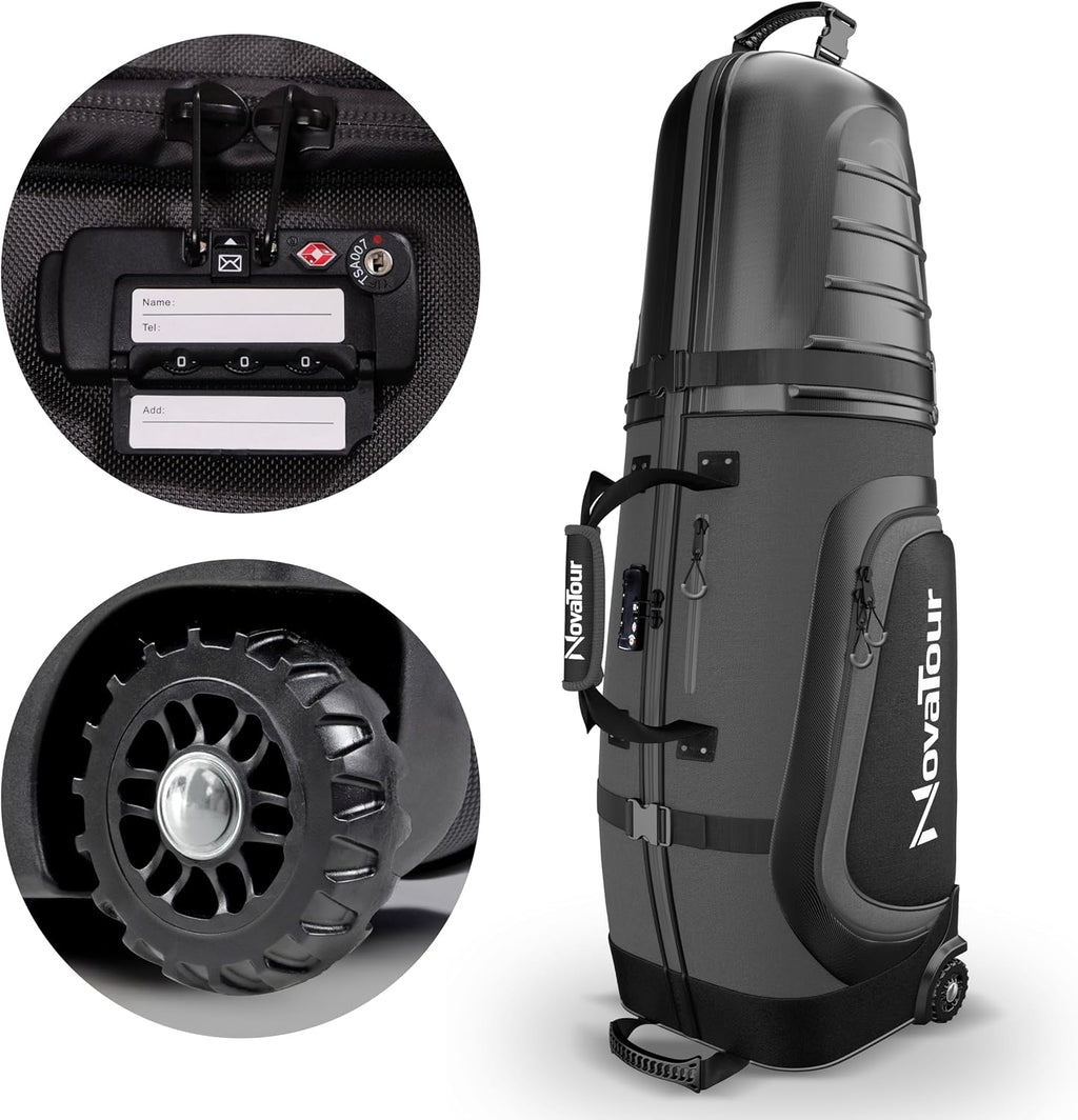Golf Travel Bag for Airlines: Hard Case Top, Waterproof Zippers, 1680D Oxford Fabric, Built-in TSA Lock, Oversized Tank Wheels, Lightweight – Maximum Club Protection