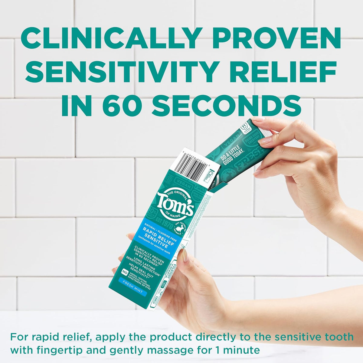 Tom's of Maine Fluoride-Free Rapid Relief Sensitive Toothpaste,Fresh Mint,4 oz. (Packaging May Vary), (Pack of 24)