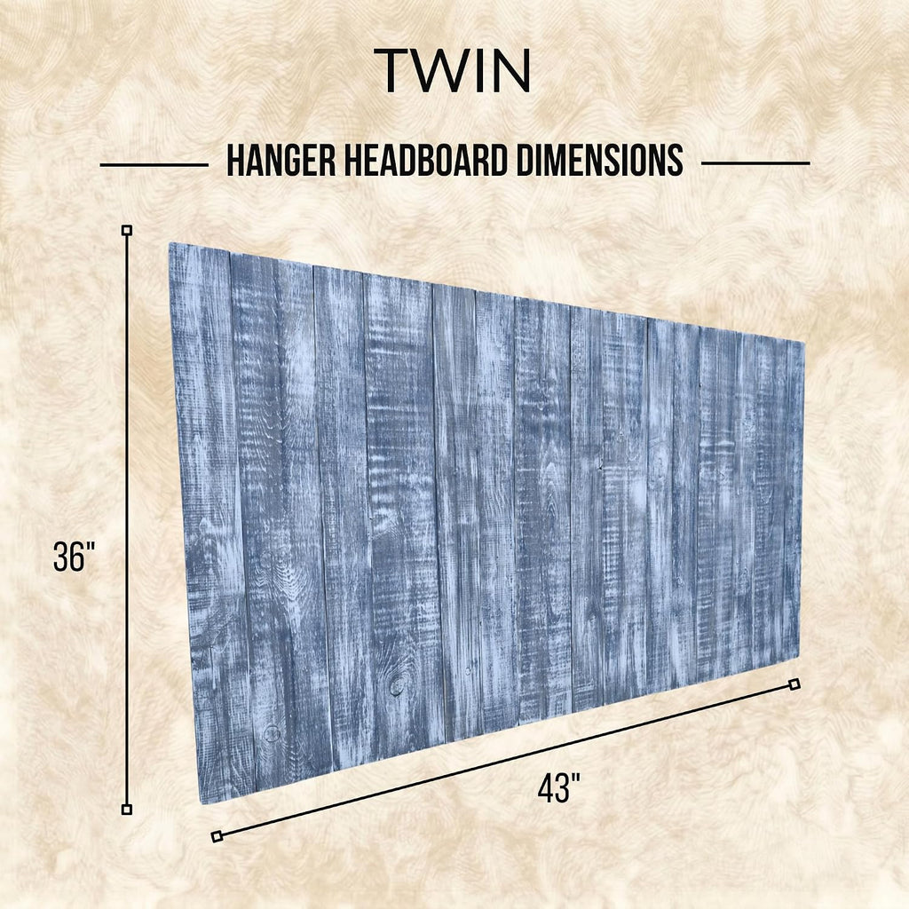 Barn Walls Twin Wood Headboard - Blue Stonewash Farmhouse Design - Wall Mounted Floating Headboard for Twin Bed - Handcrafted Solid Wood - Easy No-Drill Installation