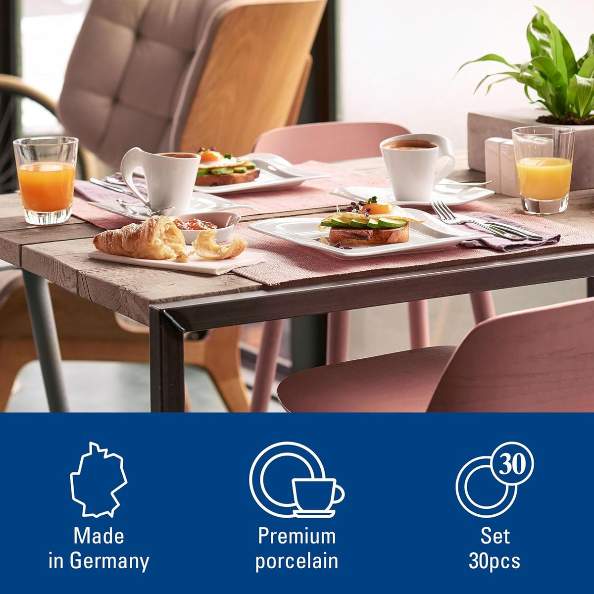 Villeroy & Boch NewWave 30-Piece Basic Dinnerware Set, White