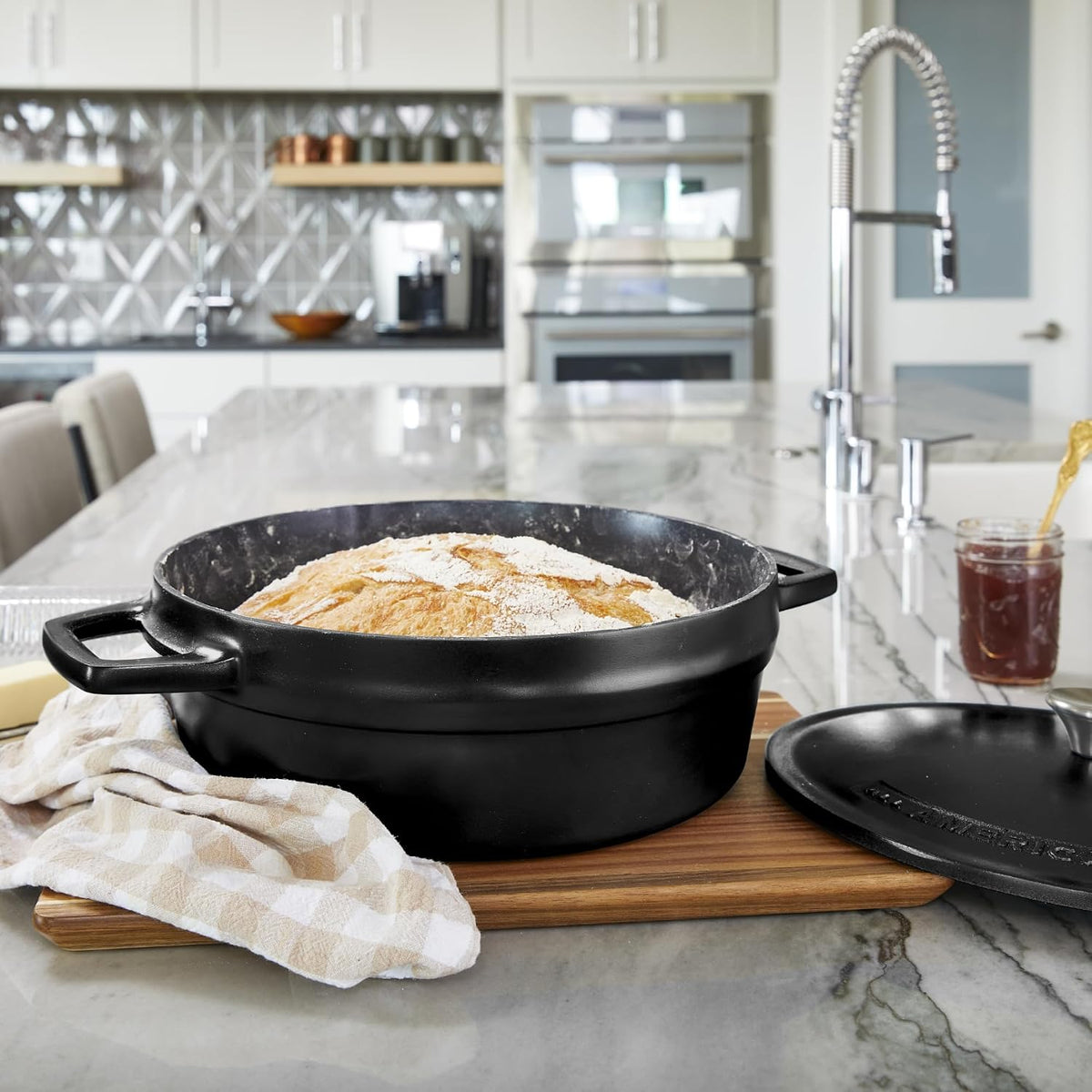 All American 1930 - Dutch Oven - The Saucier Set, Black Onyx - 5.5qt Capacity - Perfect for Sauces, Soups & Simmering - Non Stick & PFAS Free - Made in the USA