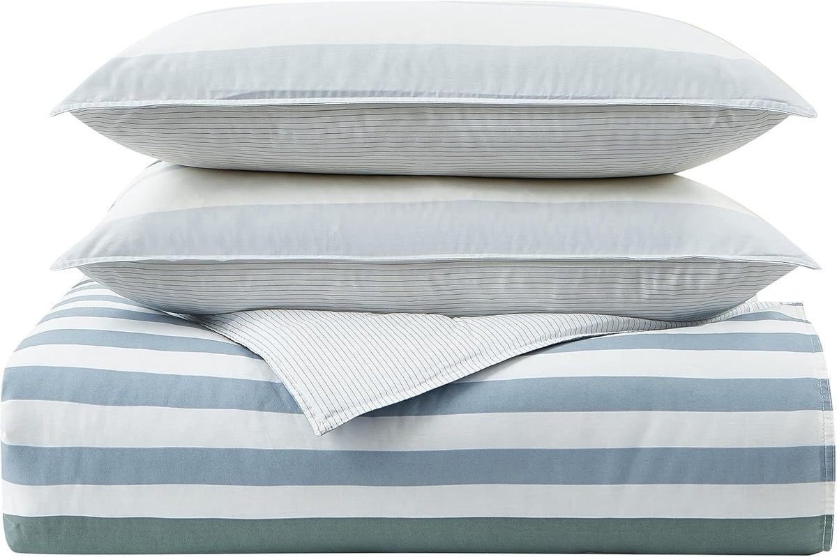 Nautica - King Size Comforter Set, Cotton Reversible Bedding with Matching Shams, Home Decor for All Seasons (Lansier Grey, King)