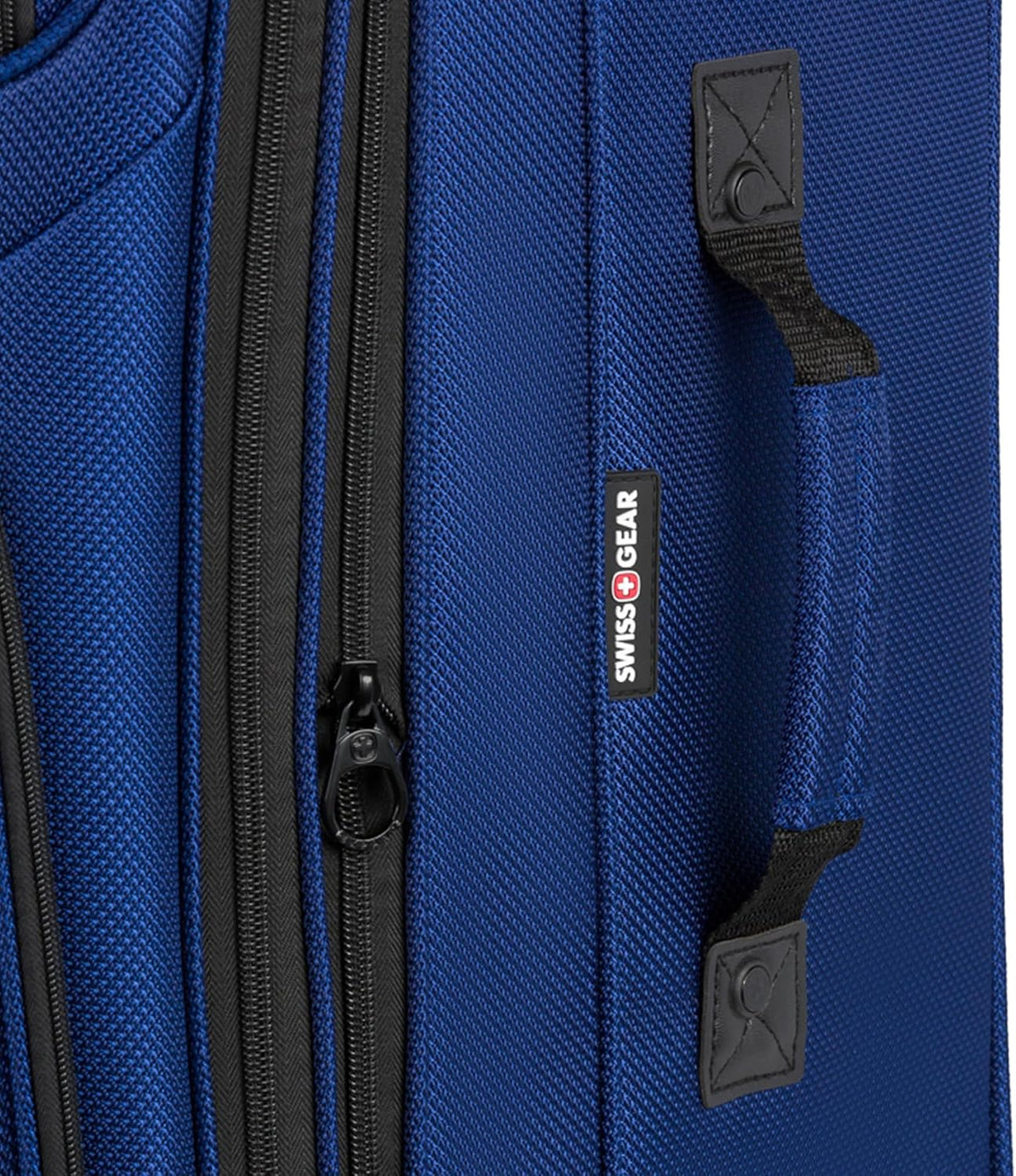 SWISSGEAR Sion Softside Expandable Spinner Luggage Durable Lightweight Travel Suitcase, Blue, Checked-Large