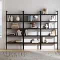 Nathan James Beacon Bohemian 5 Tier Bookshelf, Wall Mounted Bookcase, Solid Wood Bookshelf in Black Oak, Set of 3