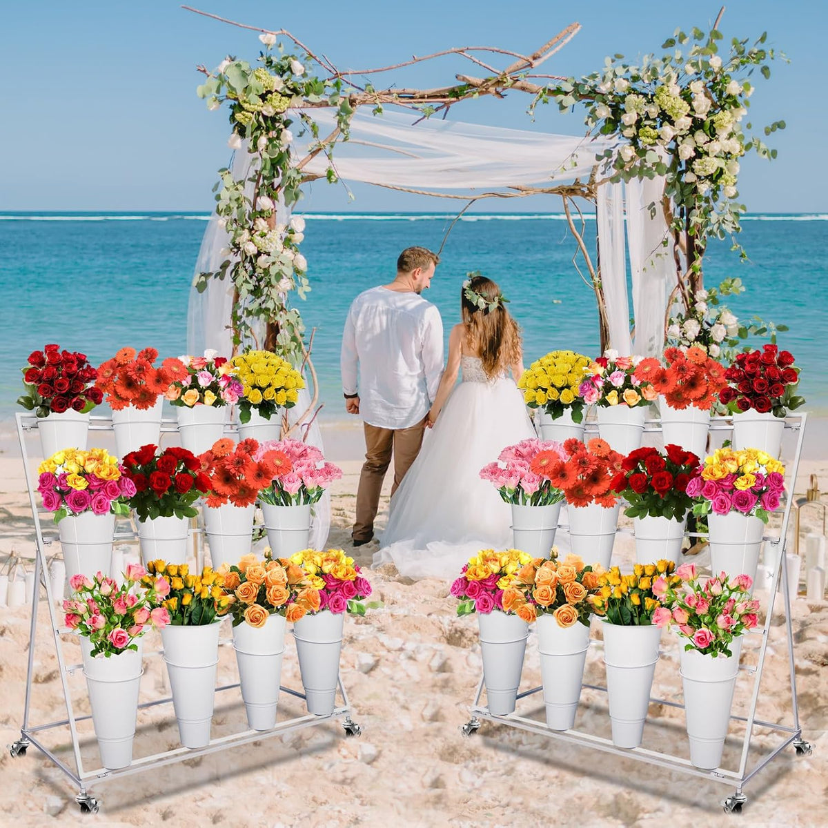 Flower Display Stand with 12 Buckets