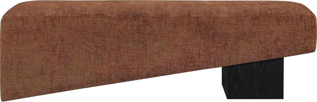 Meridian Furniture 22058Cognac Alora Collection Art Deco Bench with Soft Cognac Polyester Fabric, Black Finish Solid Wood Frame, 60.5' W x 18' D x 18' H, Cognac