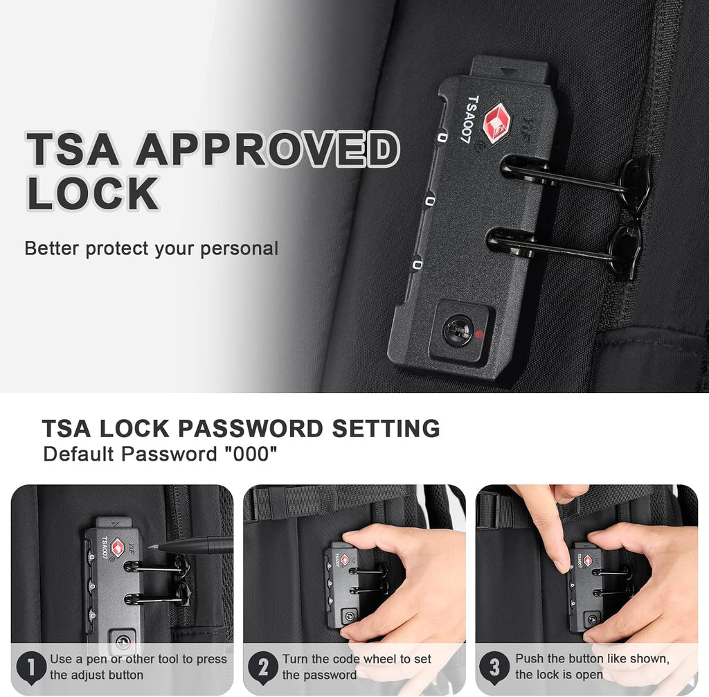 Vacuum Seal Travel Backpack 60L – Air Compression System, Water-Resistant Carry-On Backpack with TSA Lock, 17' Laptop Compartment, Vacuum Pump Included for Travel, Business - Black