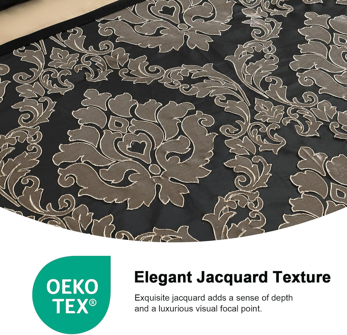 PANGUSHAN 7 Pieces Comforter Set Queen Size, Luxury Silky Elegant Jacquard Fluffy Reversible Bedding Set with Bed Skirt, Shams and Pillows, Bed in a Bag Queen, Down Alternative, Black/Gold