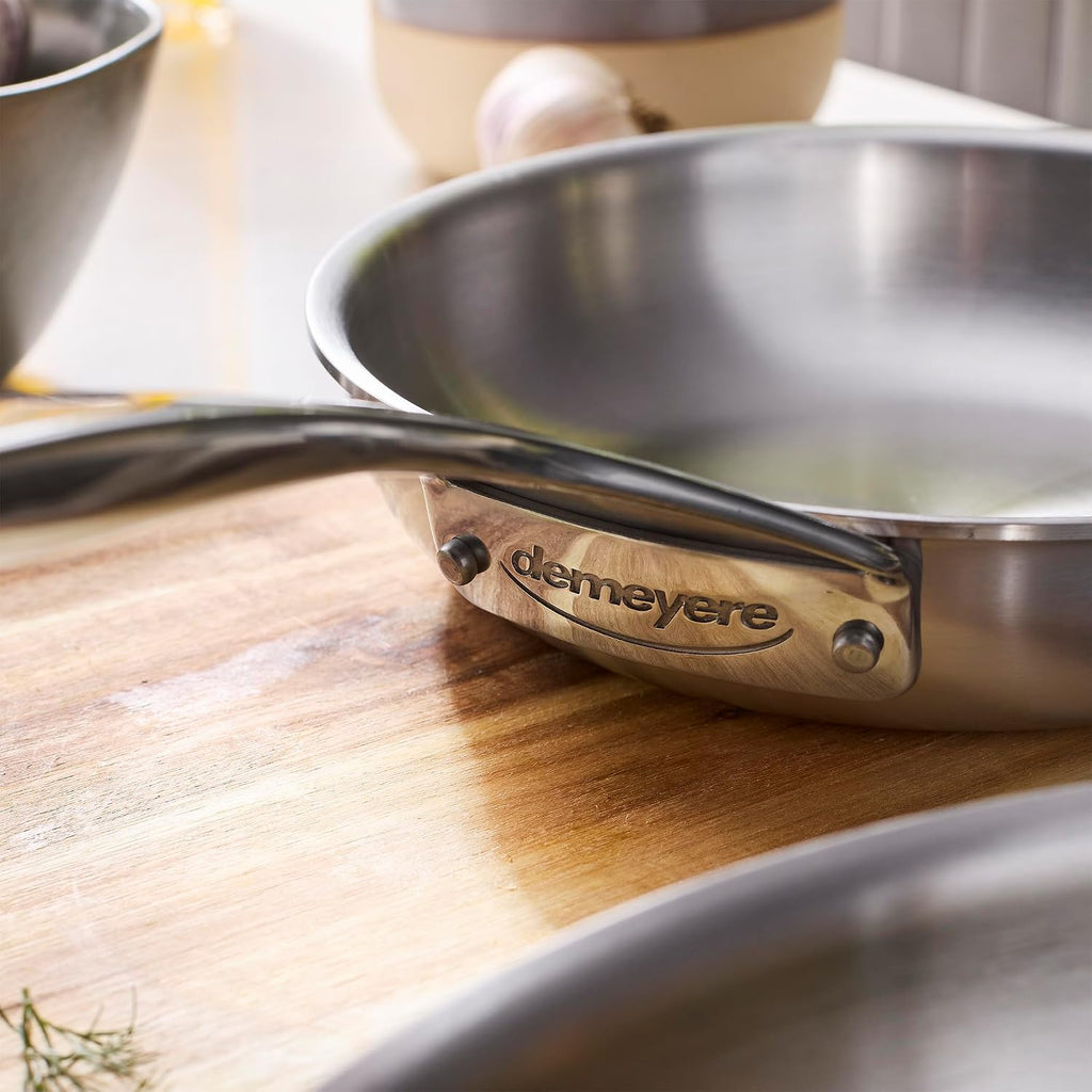 Demeyere Essential 5-ply 2-pc Stainless Steel Fry Pan Set, 8' and 11', Compatible on all Stovetops, Made in Belgium
