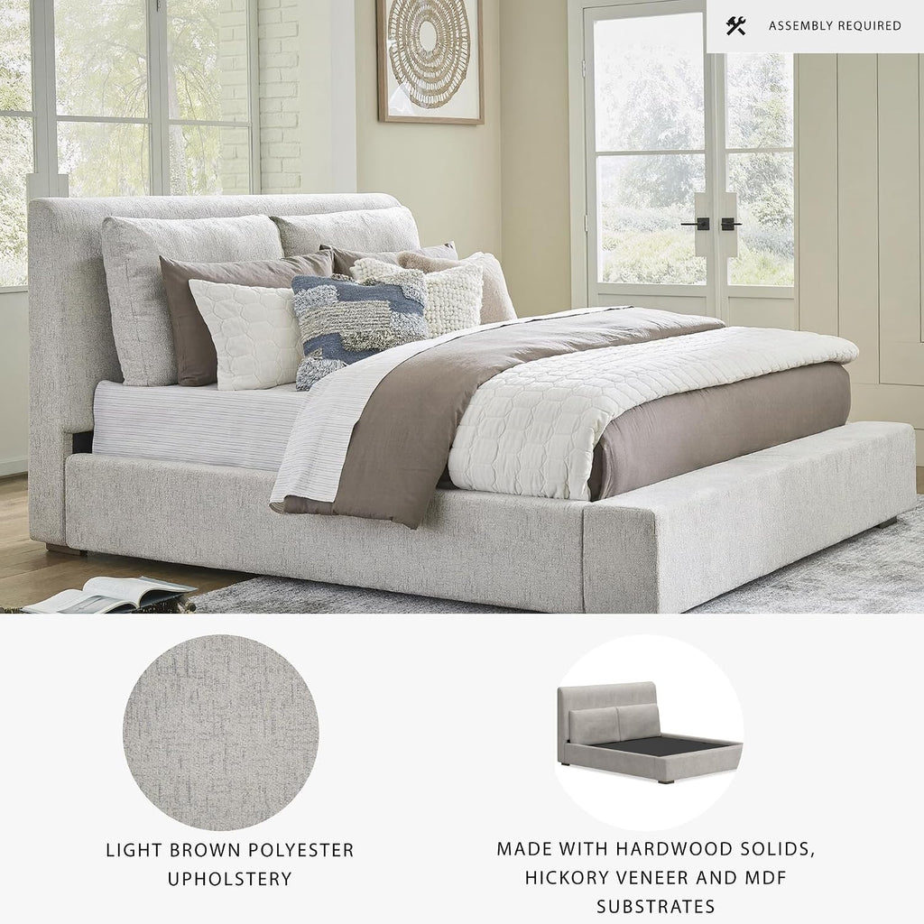 Signature Design by Ashley Cabalynn Casual King Upholstered Bed, Foundation or Box Spring Needed, Beige