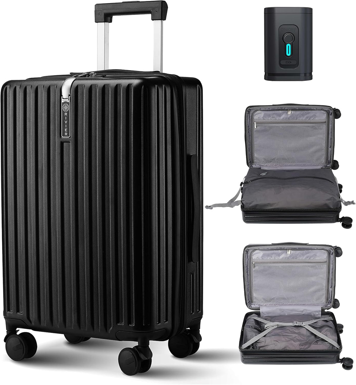 Carry On Luggage Expandable With Vacuum Compression And Pump, Airline Approved Luggage, Bag with Anti Theft Lock, Water Resistant, Carry-on Suitcase Suitable for Men and Women