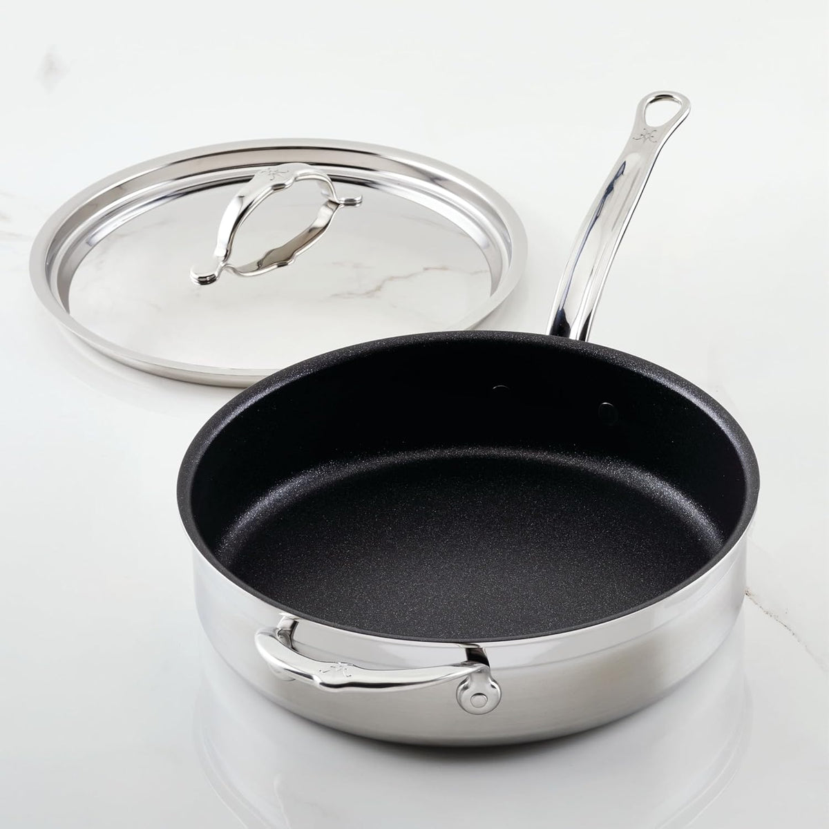Hestan ProBond Forged TITUM - Professional Clad Stainless Steel, Nonstick, Saute Pan with Lid, 3.5-Quart, Induction Compatible, Made without PFOAs