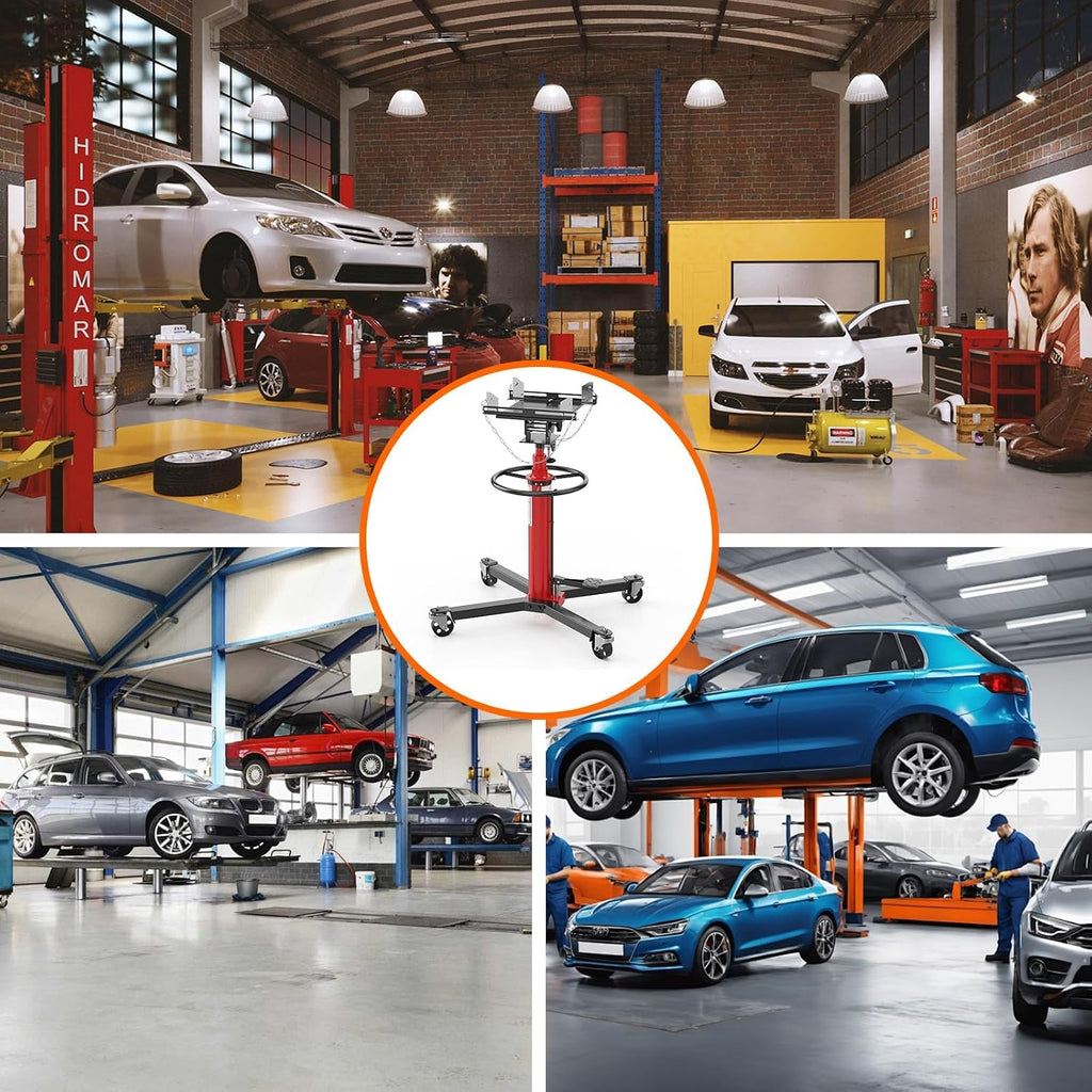1320lbs Capacity Transmission Jack High Lift, Hydraulic Jack for Car 2-Stage Telescopic, 34.3'-68.5' Adjustable Height, Foot Pedal & 360° Swivel Wheels with Gloves