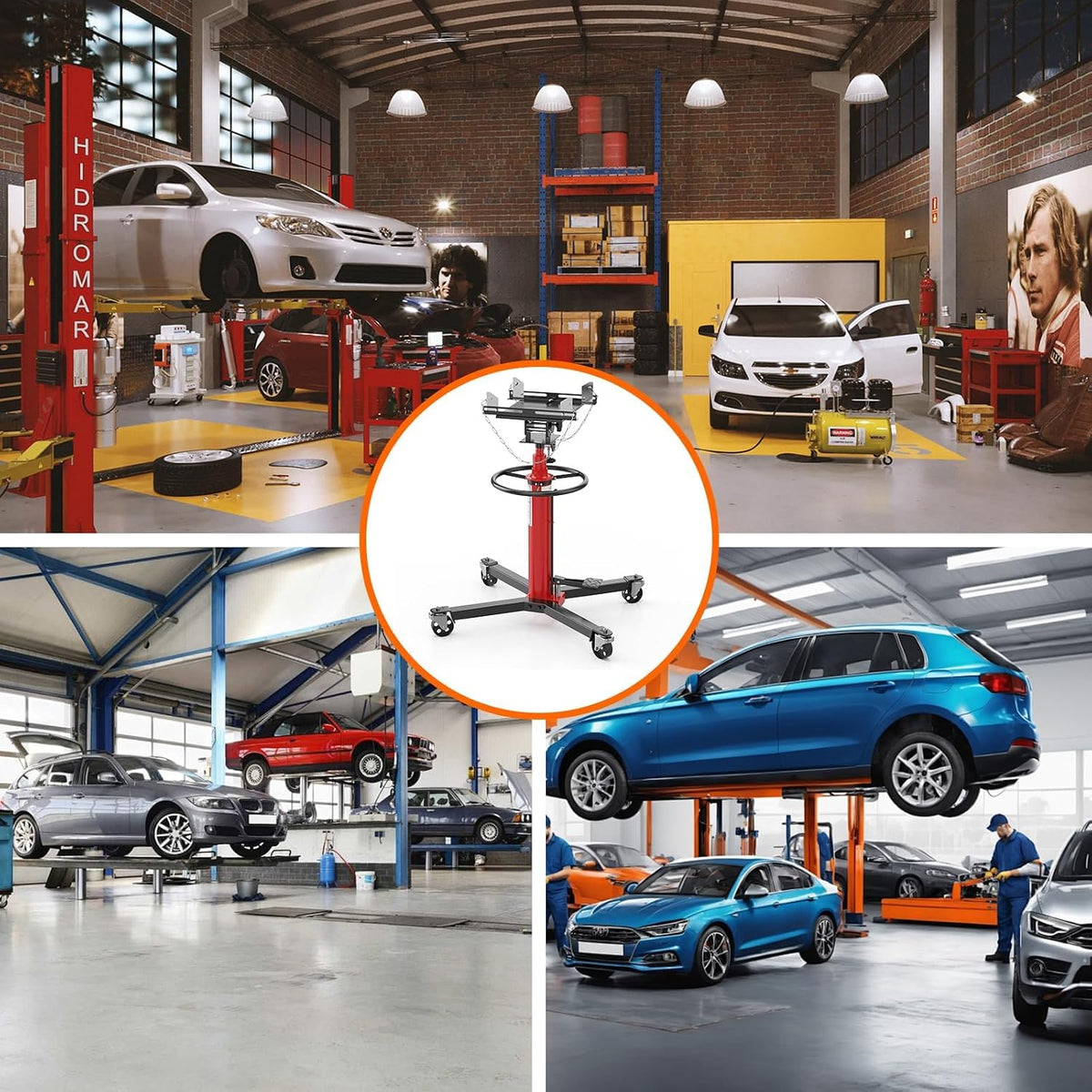 1320lbs Capacity Transmission Jack High Lift, Hydraulic Jack for Car 2-Stage Telescopic, 34.3'-68.5' Adjustable Height, Foot Pedal & 360° Swivel Wheels with Gloves
