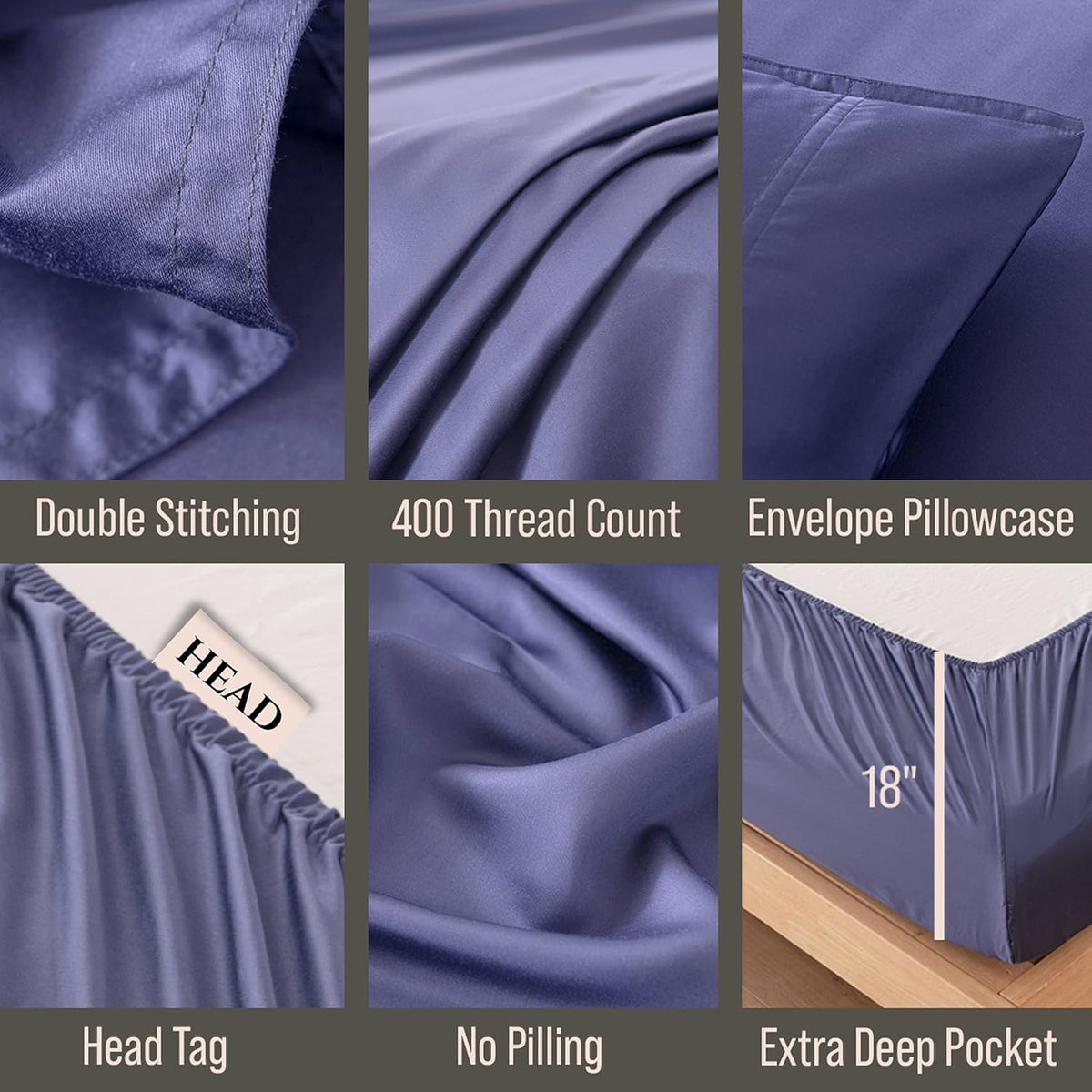 Bella Coterie Luxury Bamboo Viscose King Size Sheet Set | 100% Organically Grown | Ultra Soft | Cooling for Hot Sleepers | 18' Deep Pocket [Twilight Blue]