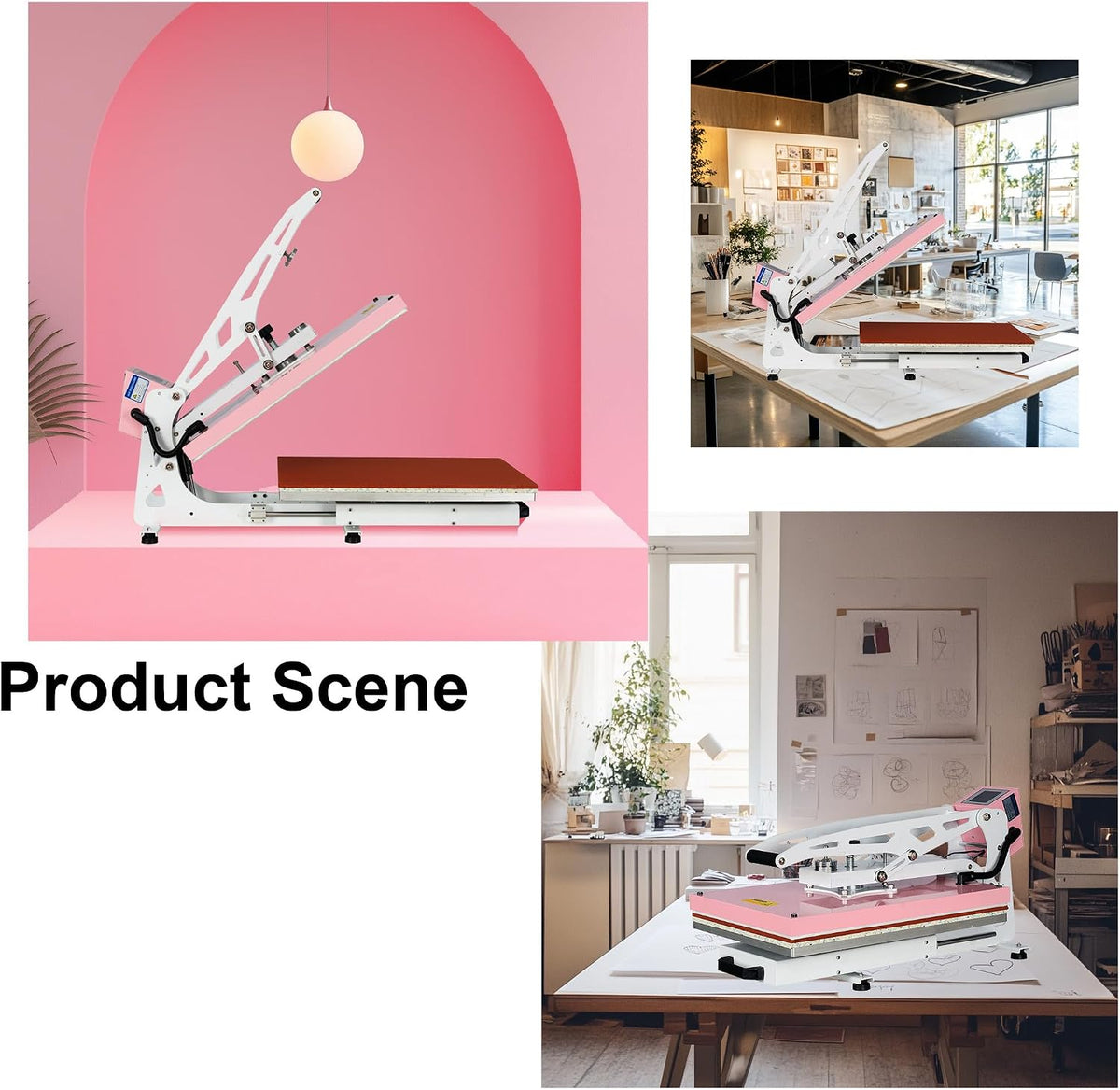16' x 24' Slide Out Heat Press Machine for T Shirts, Clamshell Pull Out Platen, Industrial-Quality Digital Sublimation Printer for Heat Transfer Vinyl, DIY & Small Business (Pink, W16*L24)
