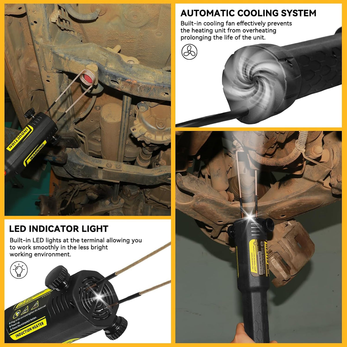 Induction Heater Bolt Removal, 1200W Induction Bolt Heater Tool with 8 Coils, Heat Stripped Bolt Remove for Rusted Nuts, Screws (Yellow)