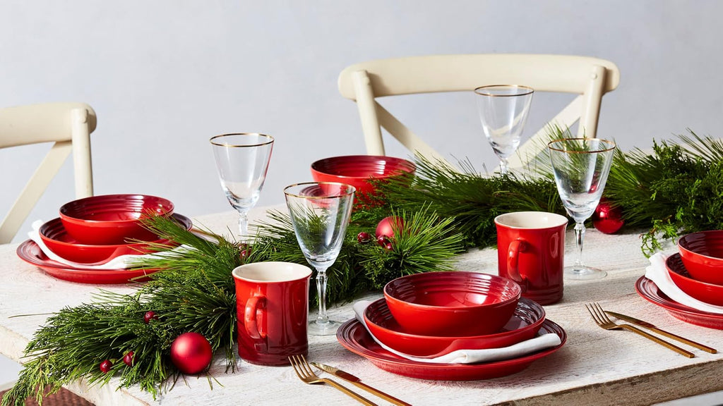 Le Creuset Stoneware Dinnerware Set, 16 pc., Cerise
