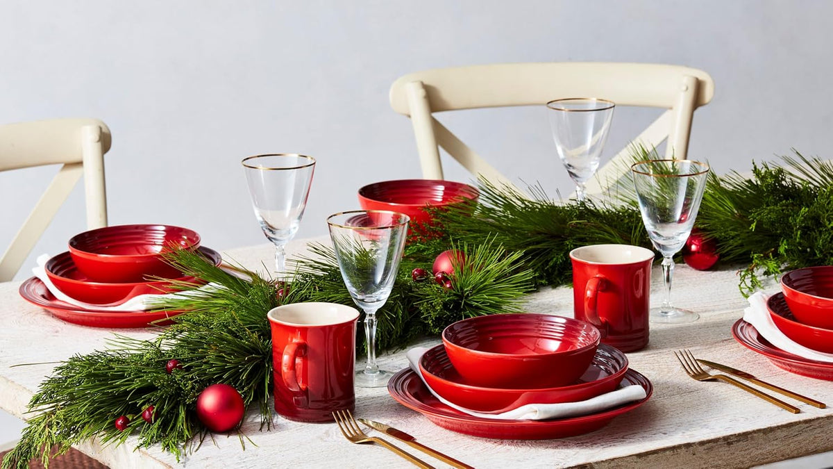 Le Creuset Stoneware Dinnerware Set, 16 pc., Cerise