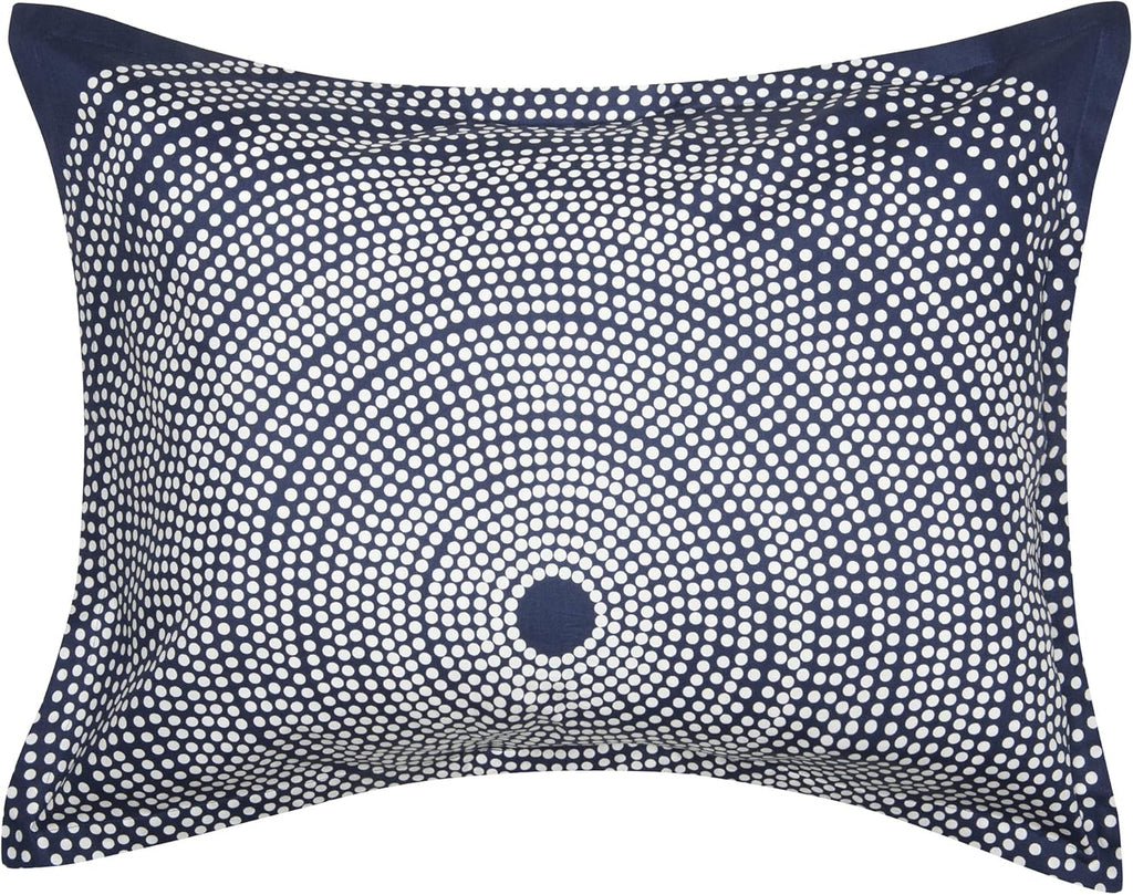 Marimekko - Comforter Set, Smooth Cotton Percale Bedding with Matching Shams, Medium Weight Home Decor (Fokus Navy, Queen)