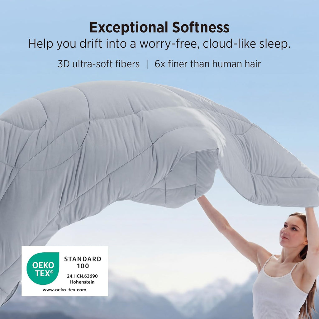 Bedsure Cooling Comforter Cal King - Cooling Blankets for Hot Sleepers, Lightweight Comforter for Summer with Dual-Sided Cool Tech, Soft Breathable Cold Blanket for Sleeping, Grey, 102x96 Inches