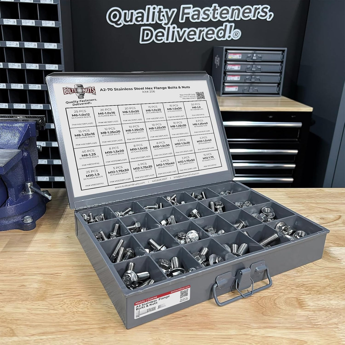 A2-70 Metric Stainless Steel Hex Flange Screws Bolts Nuts Assortment Kit - 343 Pcs!