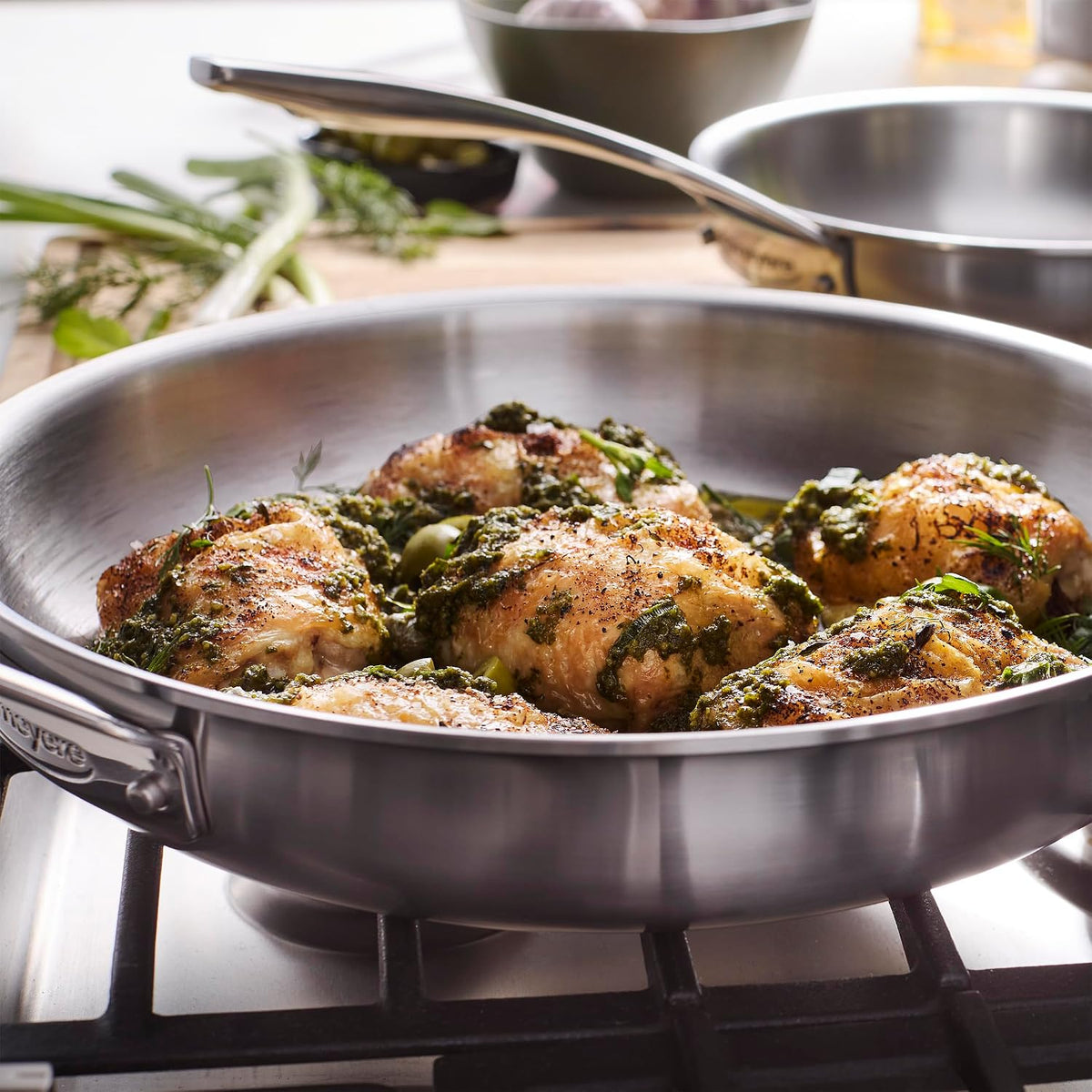 Demeyere Essential 5-ply 2-pc Stainless Steel Fry Pan Set, 8' and 11', Compatible on all Stovetops, Made in Belgium