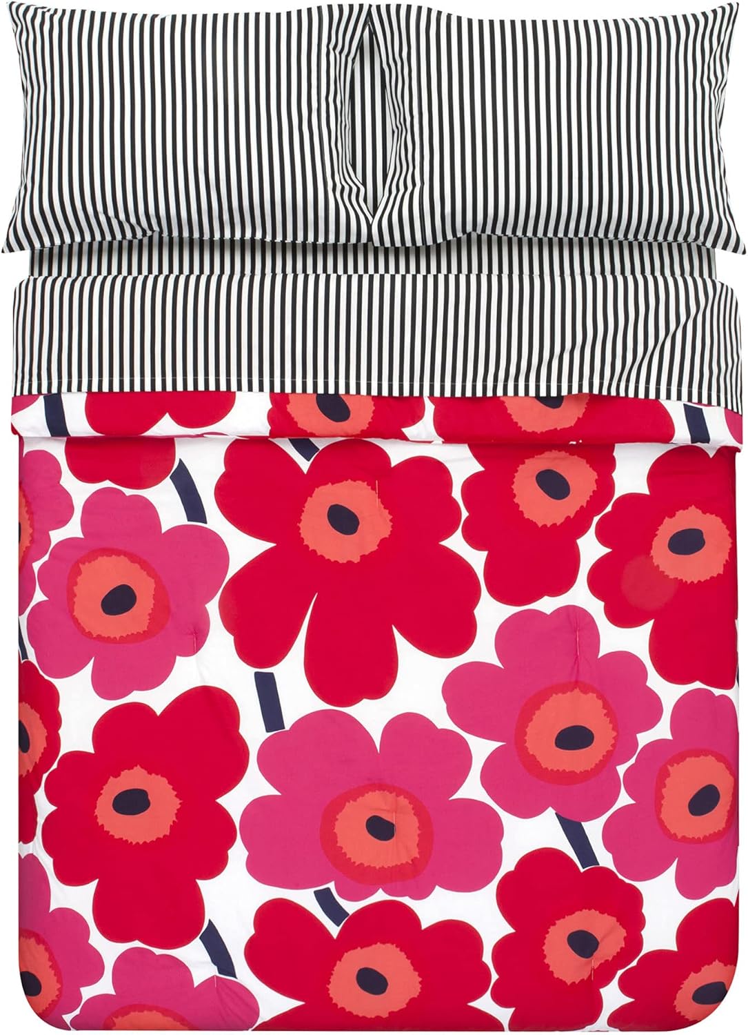 Marimekko - Queen Comforter Set, Cotton Bedding with Matching Shams, Lightweight Home Decor for All Seasons (Unikko Red, Queen)