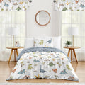 Sweet Jojo Designs 2-Piece Twin Comforter Set (Blue Dinosaur Dino) for Boys, Children, Kids Bedding, Bed in a Bag incl. Blanket & Pillow Sham (Modern, Jurassic, Watercolor, Animal Tracks, Footprint)